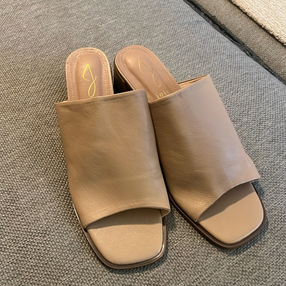 Nude open toe heels